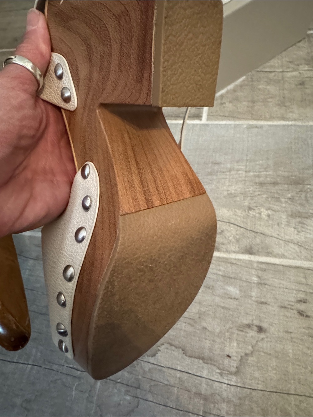 Seven Dials Cream Studded Ankle-Strap Wedge Sandals - Picture 5 of 5